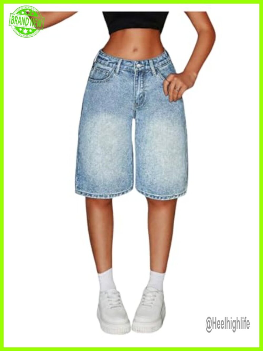 GORGLITTER Baggy Jorts Low Rise Denim Bermuda Jean Shorts